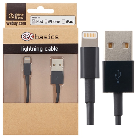 CeX basics - Apple Lightning Cable, Negro (1M)